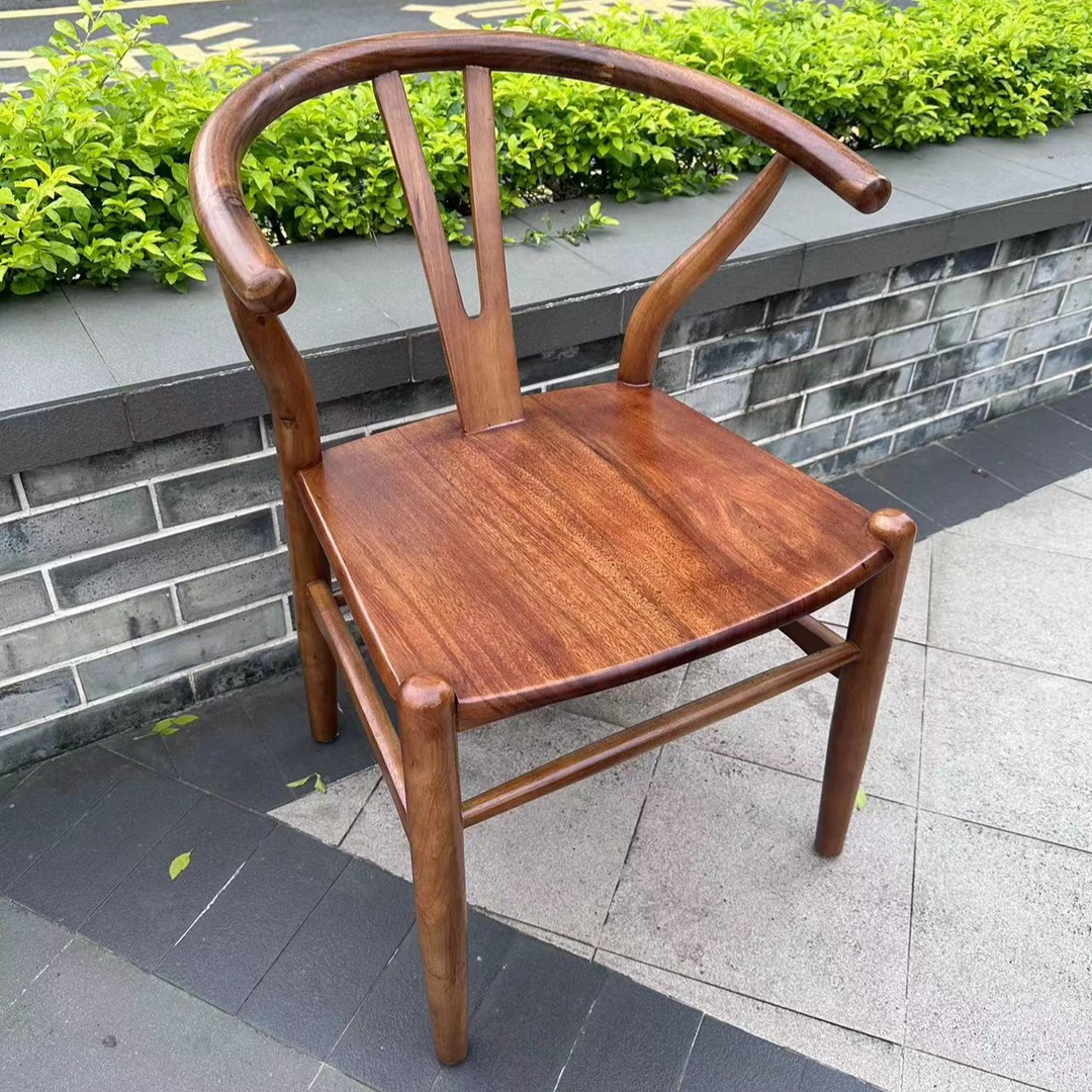 【嘉鸿兴家居】实木书桌椅Y椅牛角椅客椅书房办公餐椅新中式电脑椅