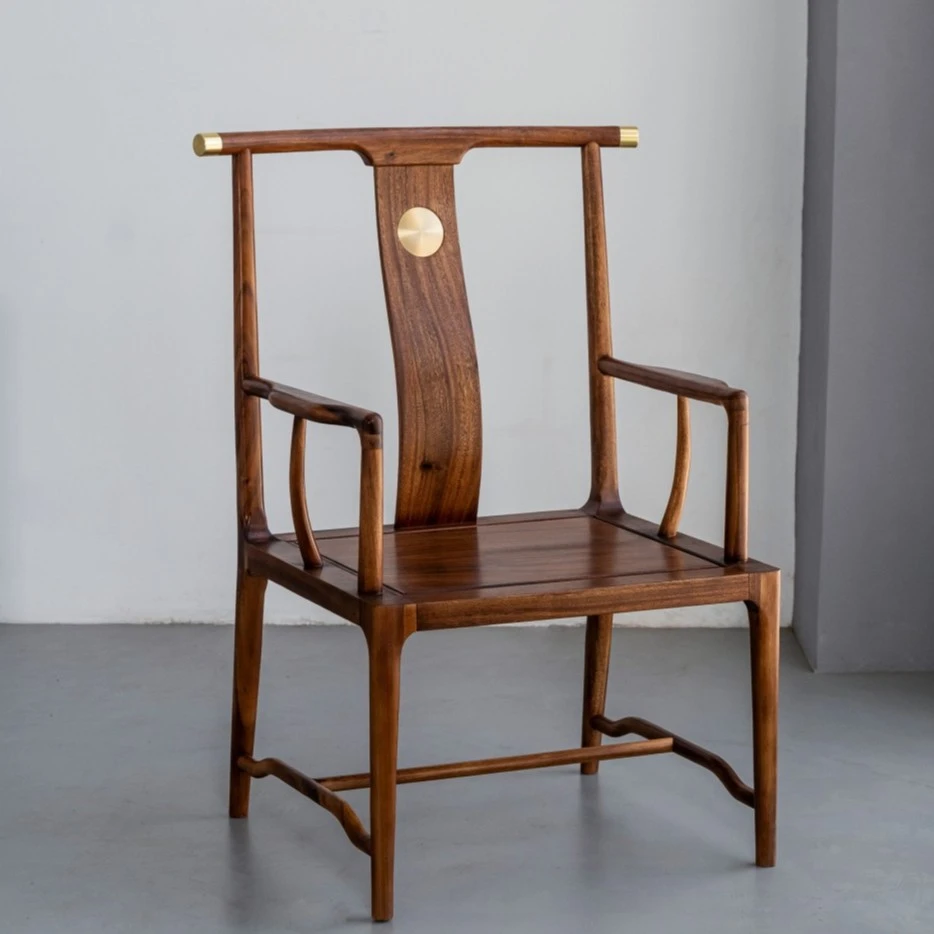 南美胡桃木《沐风》主椅新中式家用禅意简约实木椅主人椅餐椅高靠背