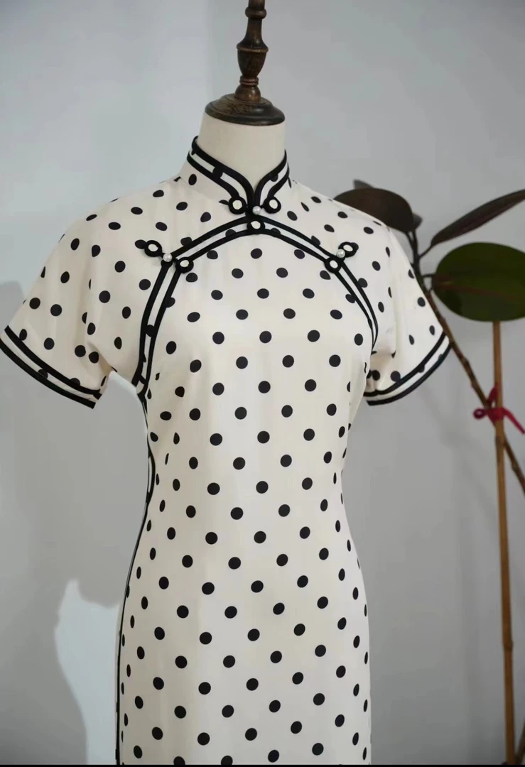 上上签【白月光】新款复古波点旗袍少女大小姐新中式年轻日常民国风