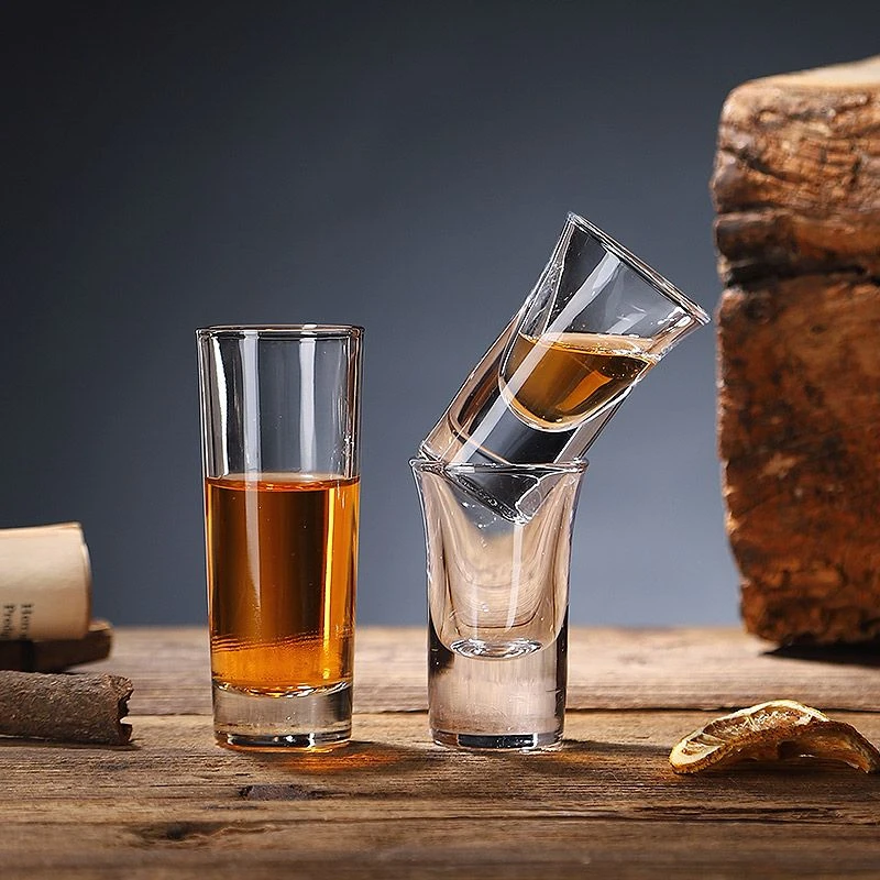 小酒杯一口杯 玻璃白酒杯洋酒子弹杯shot烈酒杯酒吧b52杯子架套装