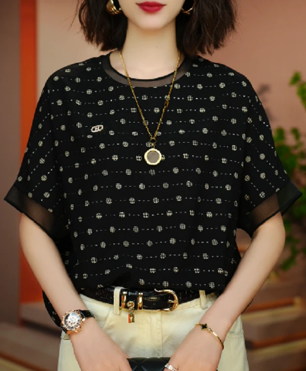 QG品质女装 夏季高级感洋气时尚百搭显瘦短袖上衣
