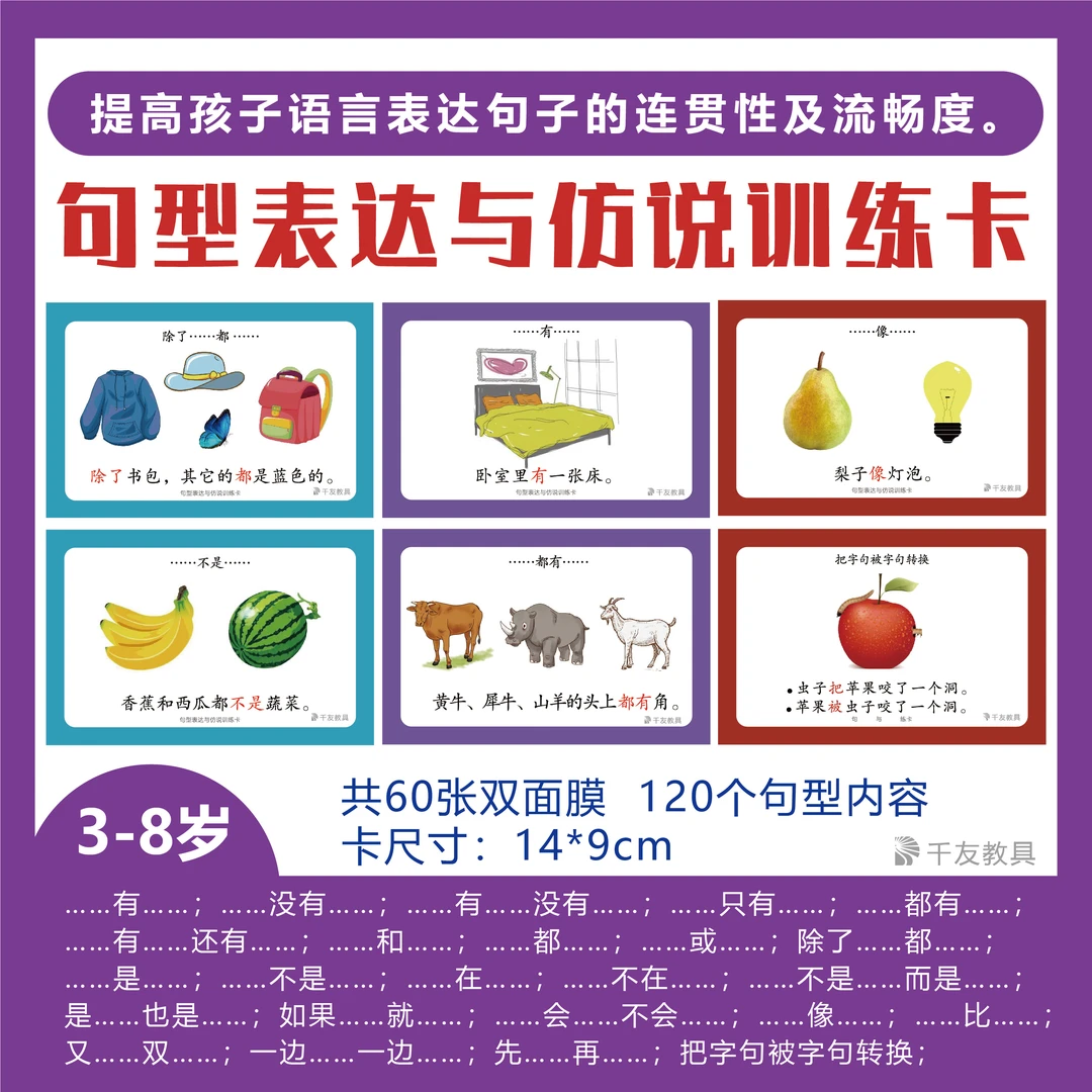 幼儿句型表达与仿说训练卡—提高孩子的语言逻辑性和思维表达能力