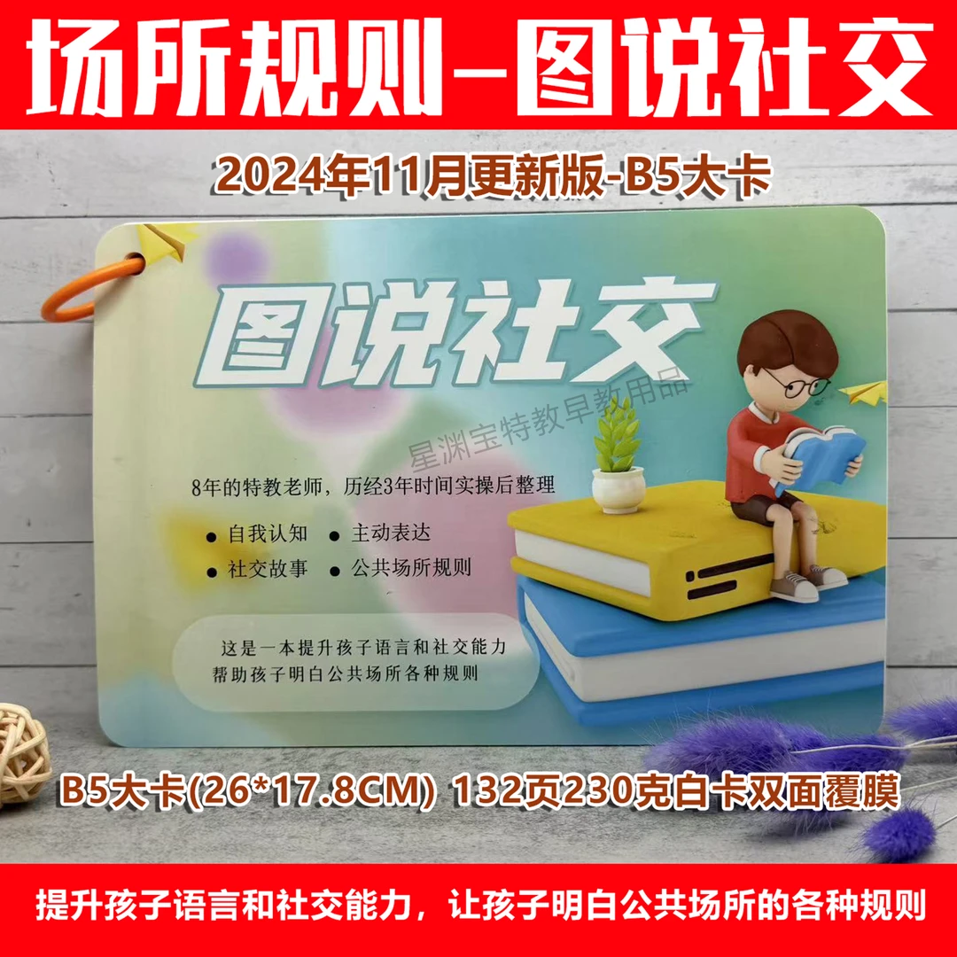 更新版B5大卡-幼儿关键期-场所社交规则-社交主动语言训练卡