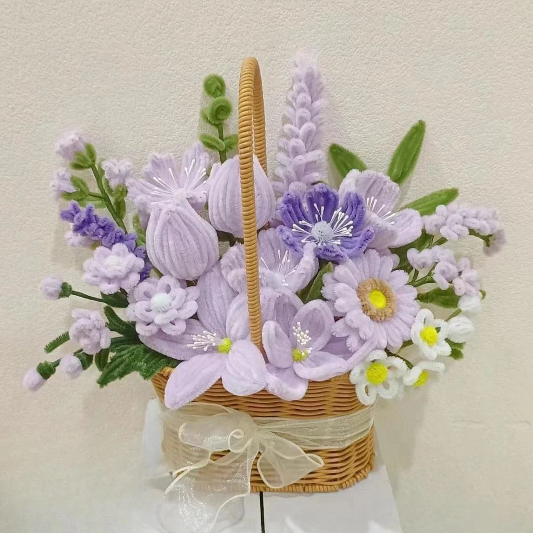 扭扭棒花篮diy花束自制材料包郁金香向日葵手工花送朋友闺蜜礼物