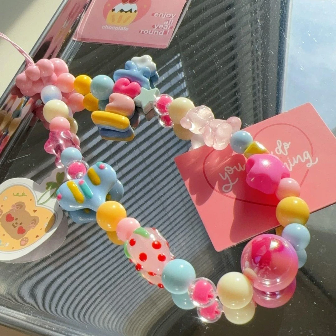 lucky爱心diy串珠ccd相机挂绳装饰链条手机壳挂链拍立得防丢手绳i