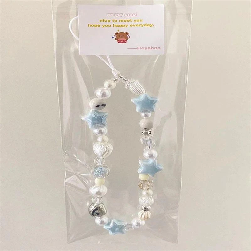 夏日海盐星星手机挂绳手工diyccd挂绳链条小清新相机挂饰防丢绳