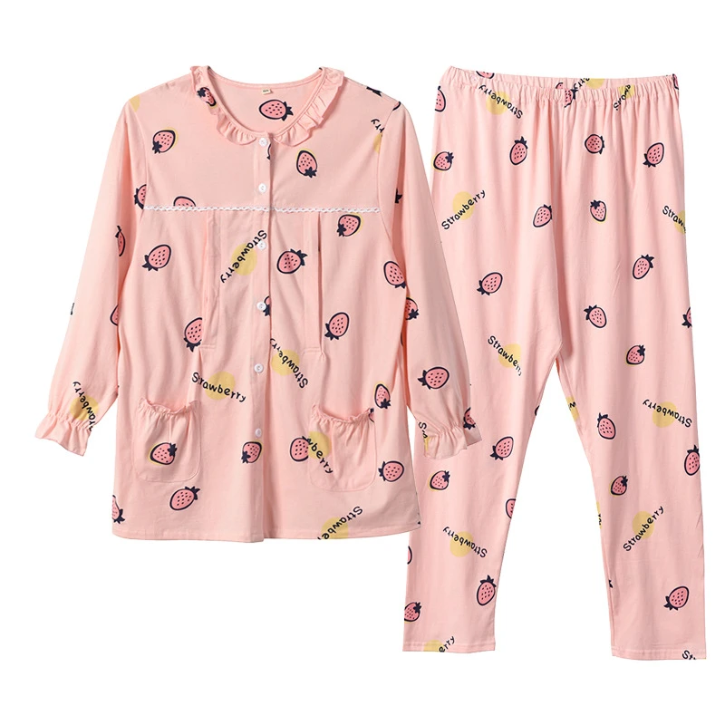 春秋月子服纯棉产后加肥加大码200斤家居服哺乳衣睡衣套装特大300