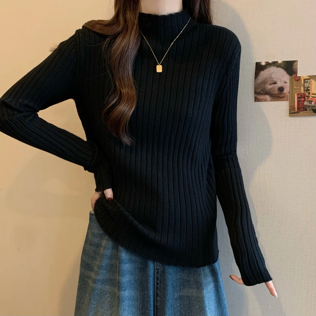 雅丹胖mm大码女装气质服装毛衣女长袖秋冬打底衫上衣半高领针织衫