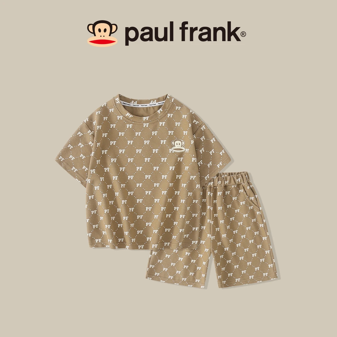 paul frank/大嘴猴夏季圆领短袖套装薄款印花儿童服两件套CHA003