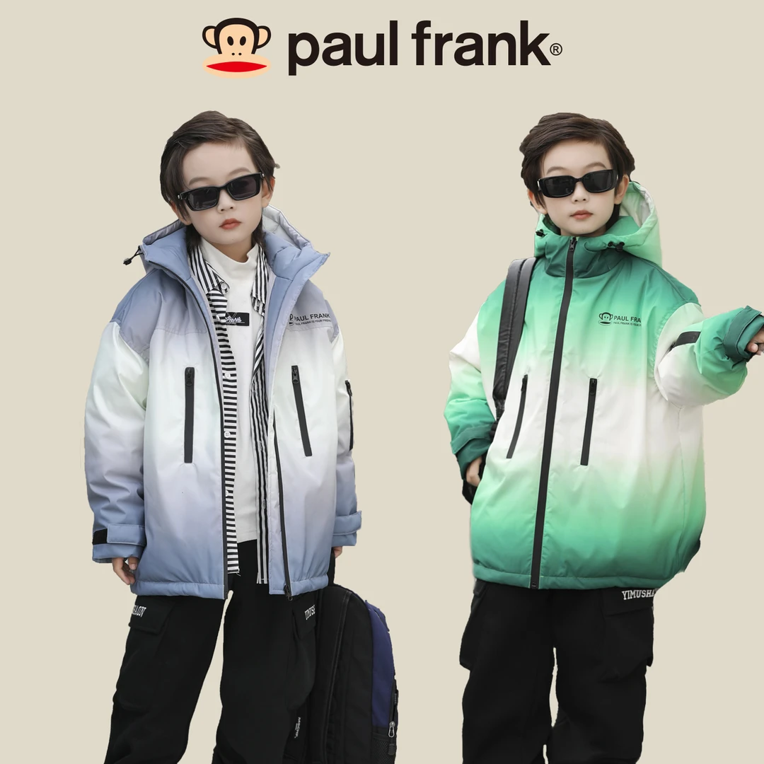 paul frank/大嘴猴2023新款冬季防风防水90白鸭绒渐变羽绒服CC012