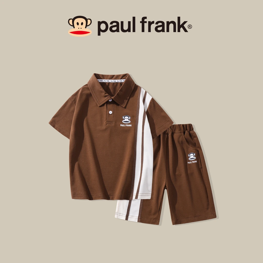 paul frank/大嘴猴夏季新品儿童短袖套装翻领休闲大童两件套CB017