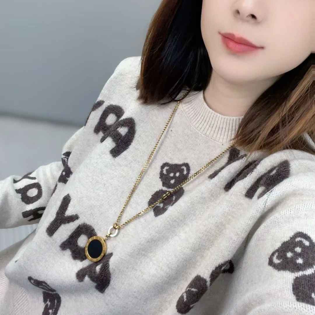 【毛巾绣小熊】毛衣加厚秋冬套头上衣针织女士宽松半高领打底