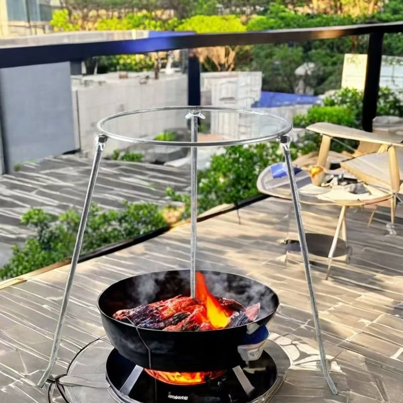 加高可拆卸三架收纳户外支架新款烤火架子家用柴火架灶圆形铁架