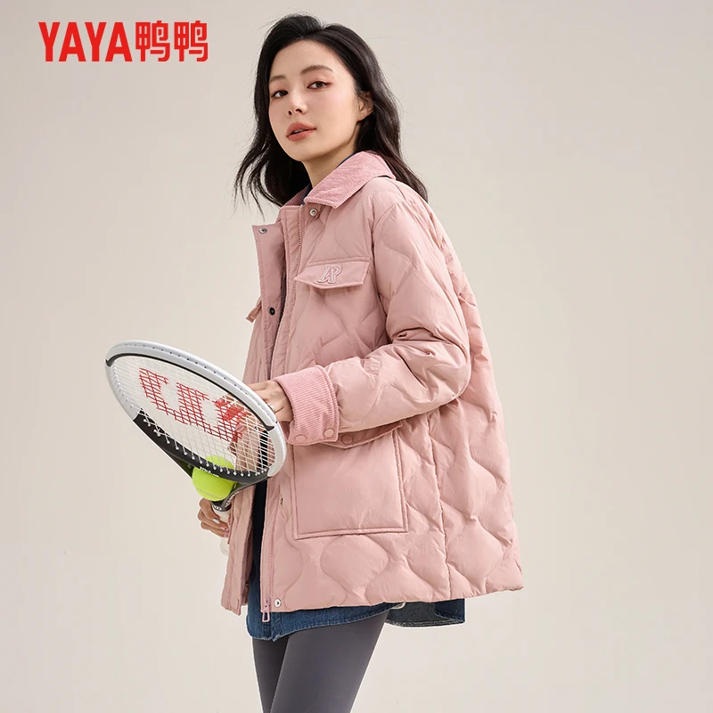 YAYA/鸭鸭2024春季新款时尚潮流休闲轻薄百搭短款外套鸭绒羽绒服