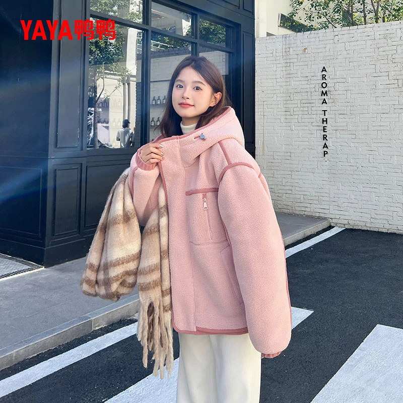 YAYA/鸭鸭2024冬季ins新款羽绒服宽松保暖女款鸭绒休闲羽绒服