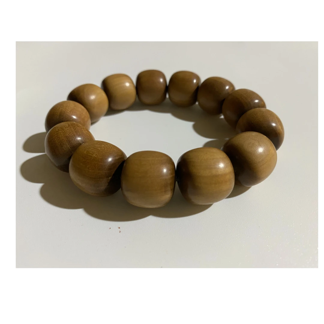 印度迈索尔老山檀香黑肉老料奶香味老型珠桶珠佛珠手串文玩礼品