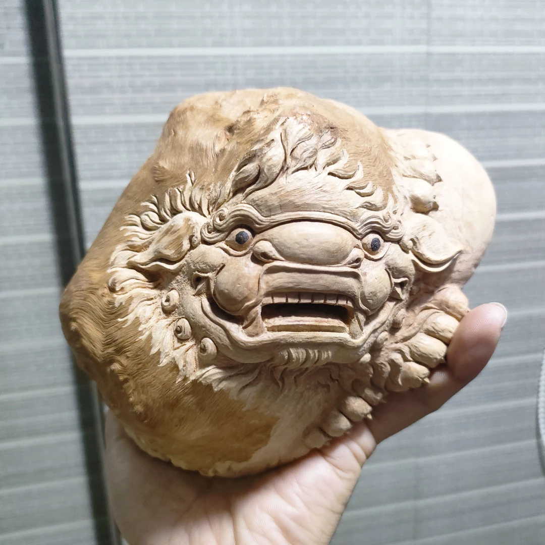 手工木制工艺品荔枝木香炉狮子纯手工雕刻还没有配底座