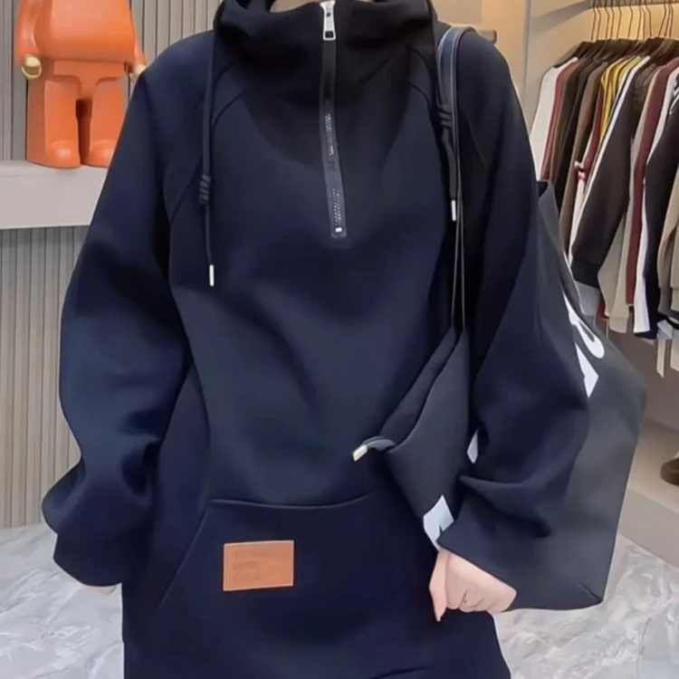 【小曹大码】卫衣女秋冬新款潮连帽宽松韩版长袖外套上衣-QYN24685