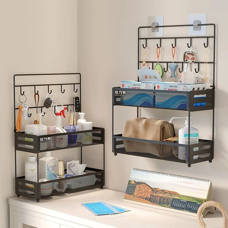 桌面置物架入户玄关钥匙收纳架桌上摆件门口罩挂钩饰品收纳盒挂架