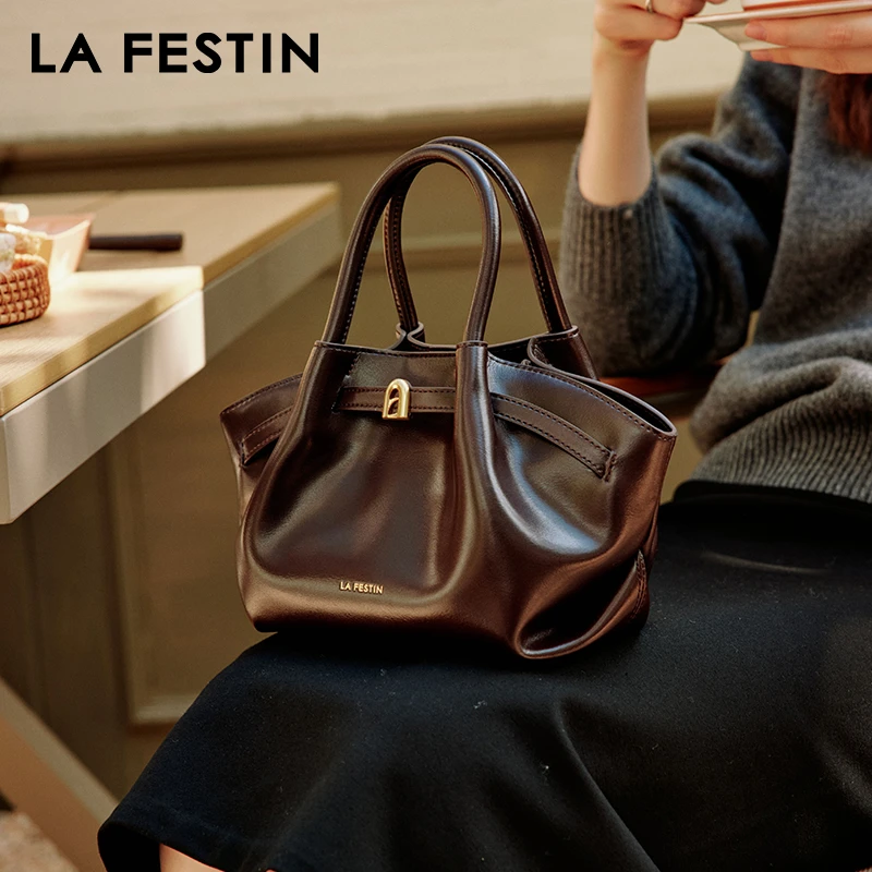 【拉菲斯汀】中号牛皮小懒包女通勤小巧百搭手提斜挎包女活动622300