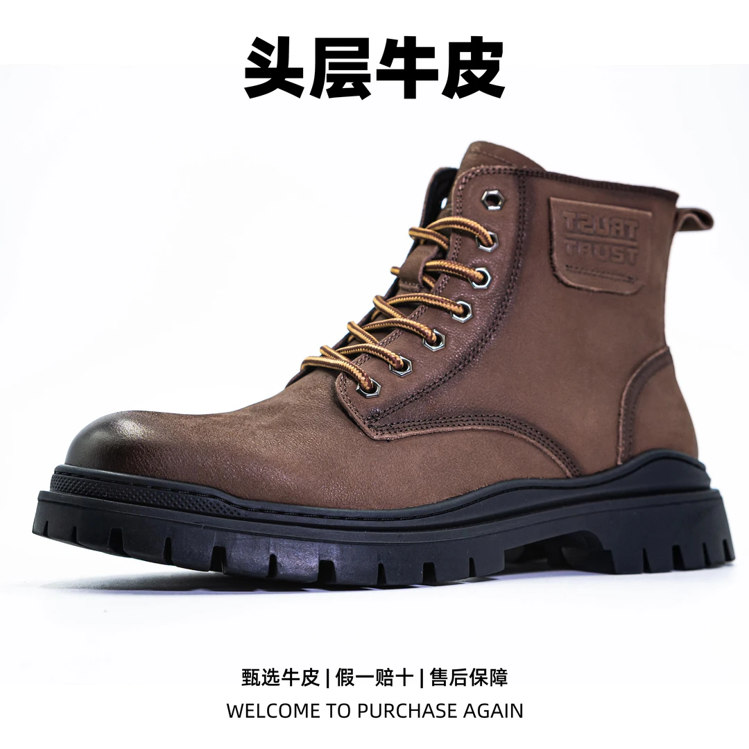 马丁靴男真皮高帮鞋成都男鞋软底高帮鞋男鞋头层牛皮马丁靴男靴