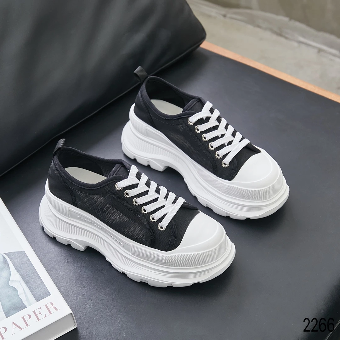 厚底蕾丝网鞋女2025年春夏新款小白鞋松糕底百搭透气休闲女鞋系带