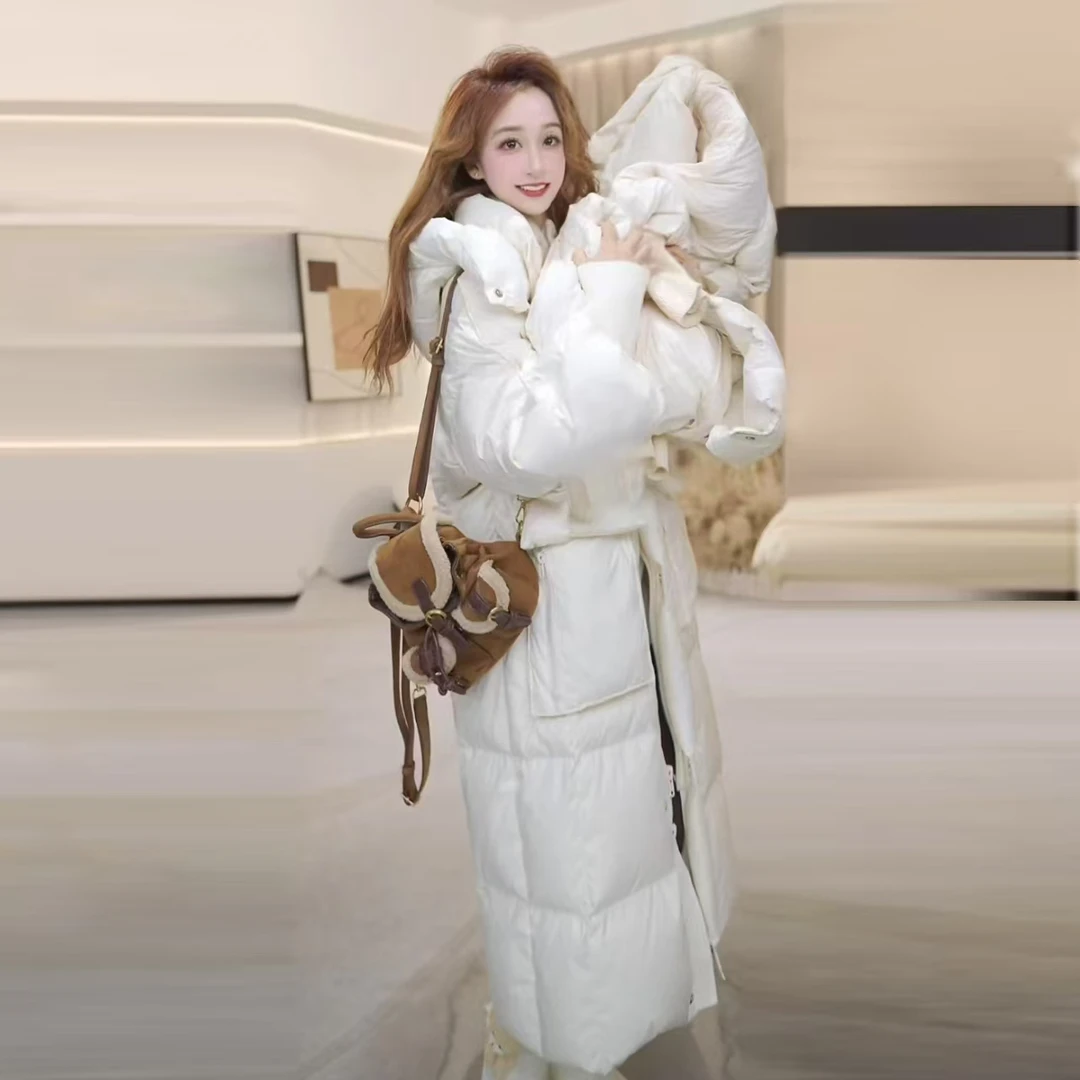 2024冬季新款百搭长款保暖连帽加厚羽绒服811