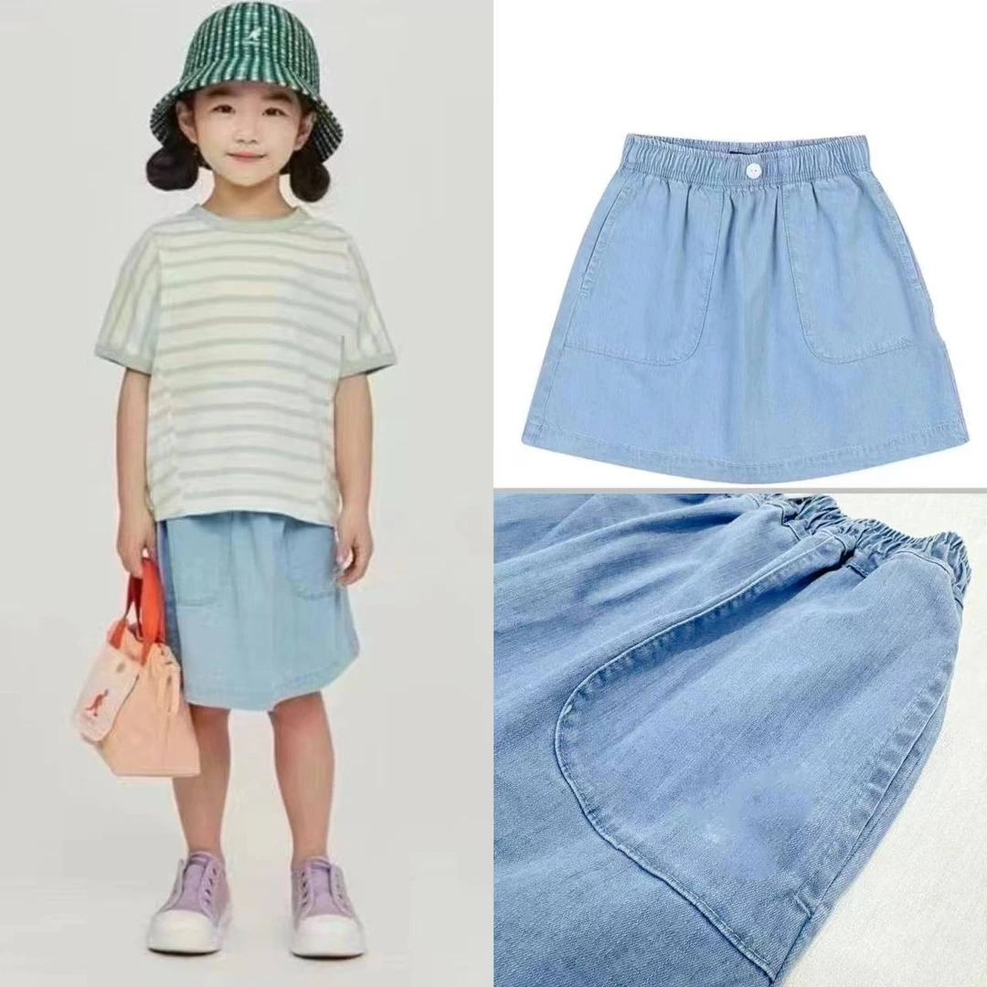 【正码正拍】韩版女宝宝牛仔刺绣半身裙