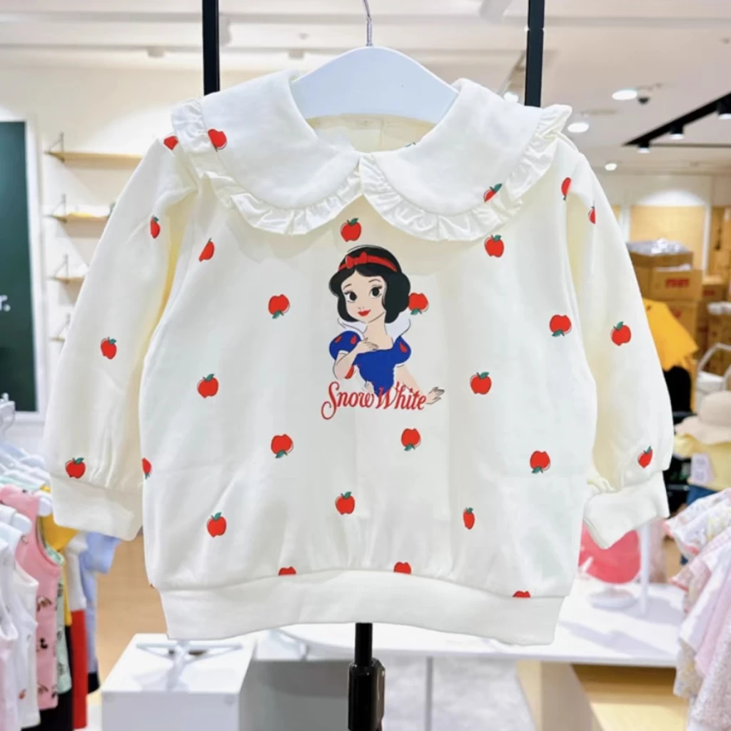 韩版女宝宝苹果满印花朵翻领可爱公主毛圈卫衣