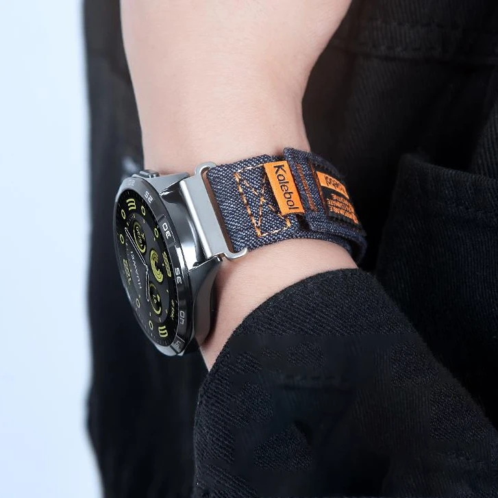 适用华为watc5GT54pro表带GT6手表尼龙运动荣耀GS4小米S4牛仔帆布