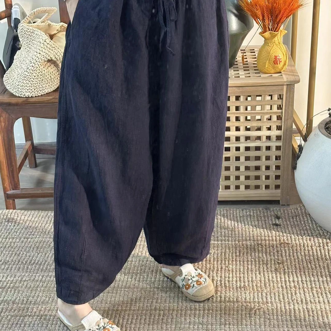 【云目悠悠】秋季汉麻休闲百搭时尚显瘦女士小脚裤-2024786