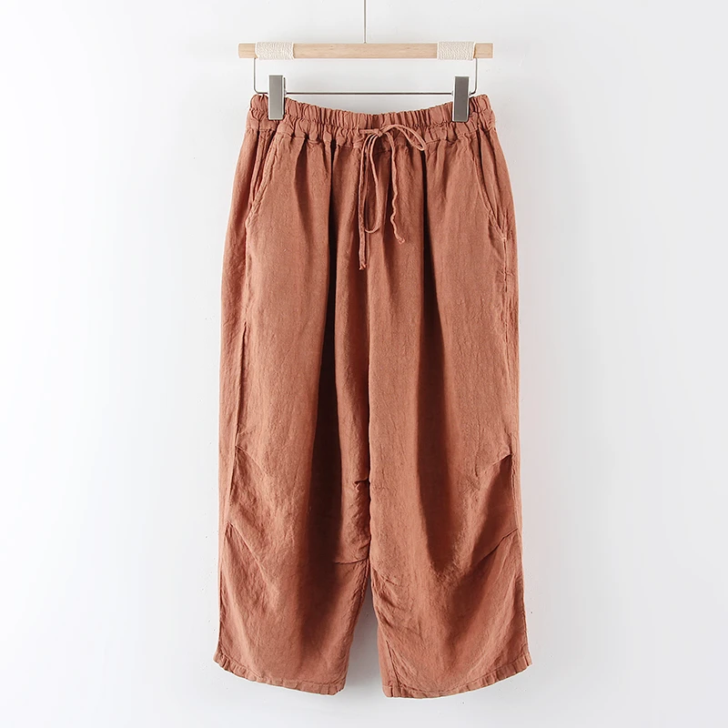 【云目悠悠】重磅汉麻时尚休闲水洗夏季女士七分裤-2024571