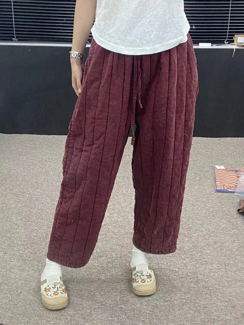 【云目悠悠】秋冬新款女士纯汉麻保暖棉裤老爹裤棉花棉裤-2024933