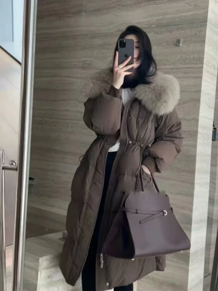 《达人链接》羽绒服2024冬季新款保暖白鸭绒韩系长款外套Yxc8827-a