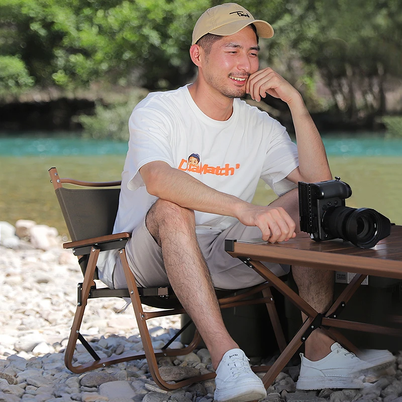 克米特椅露营椅便携折叠椅铝合金可折叠户外公园轻便轻奢木纹