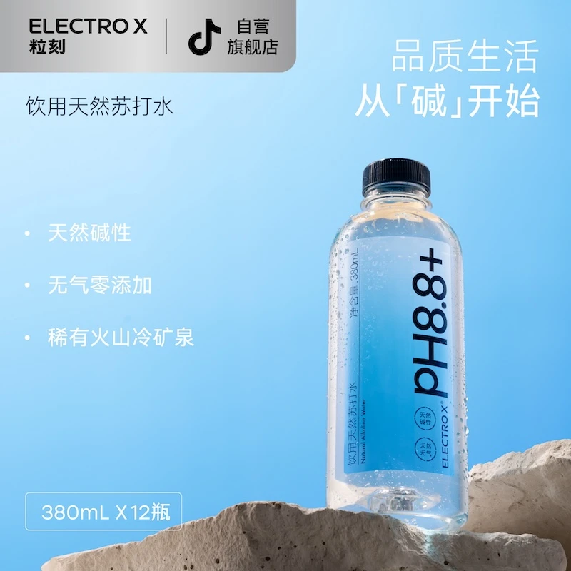 ELECTROX 粒刻PH8.8+天然苏打水380ml×12瓶无气顺滑