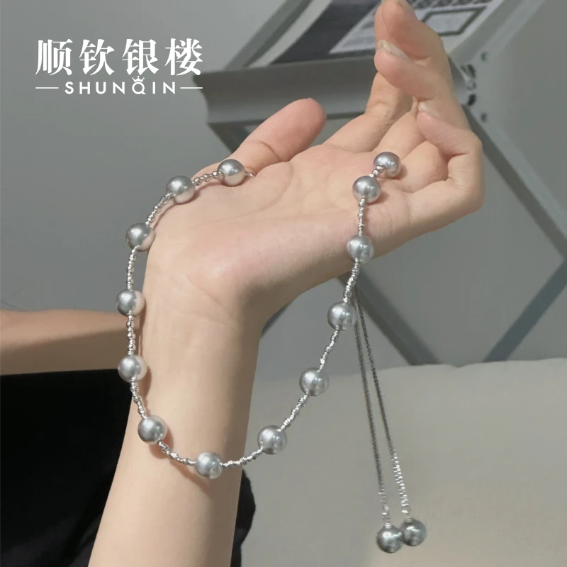 顺钦银楼 链子925银 【墨韵项链】施华洛世奇水晶珍珠<倪妮同款>