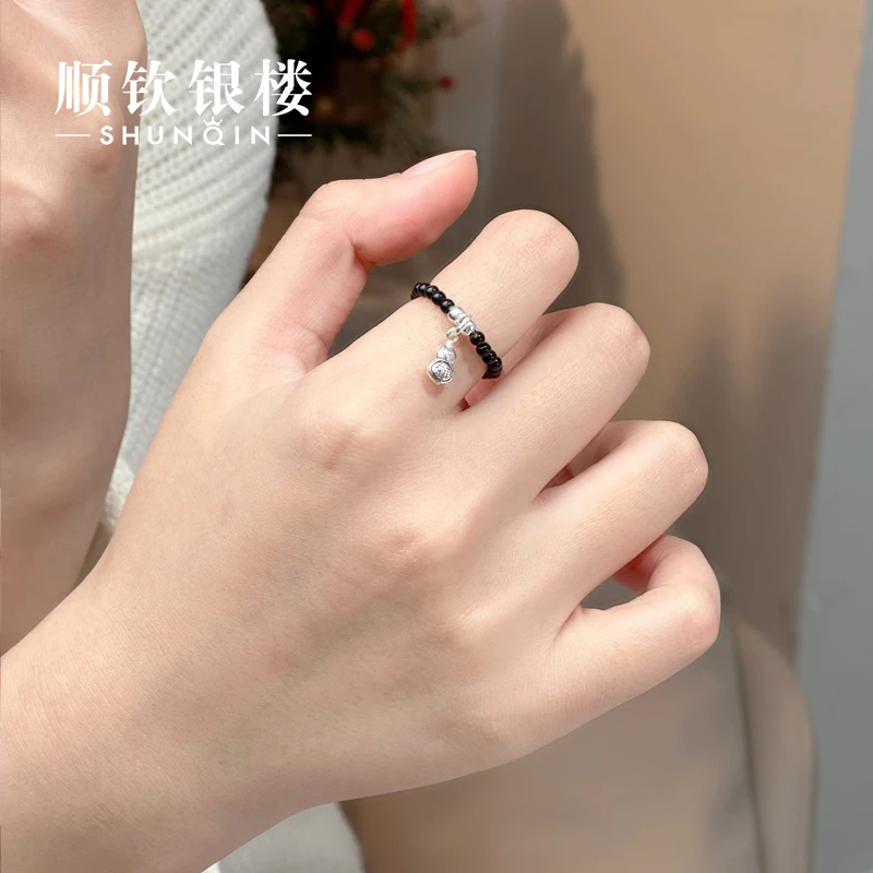 顺钦银楼【福玄戒指】黑玛瑙戒指时尚百搭小众精致