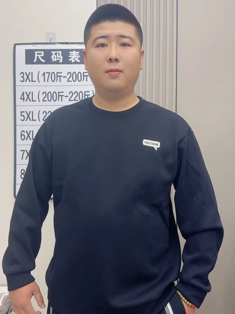 新款【简约刺绣】大码男装加绒新款卫衣M229宽松百搭休闲套头卫衣