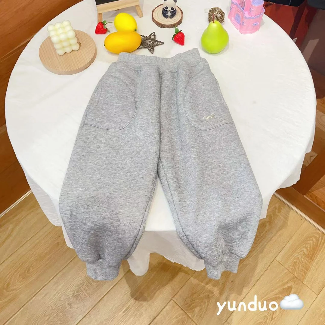 【原韩D】儿童蝴蝶结大象兜加厚保暖百搭卫裤236271