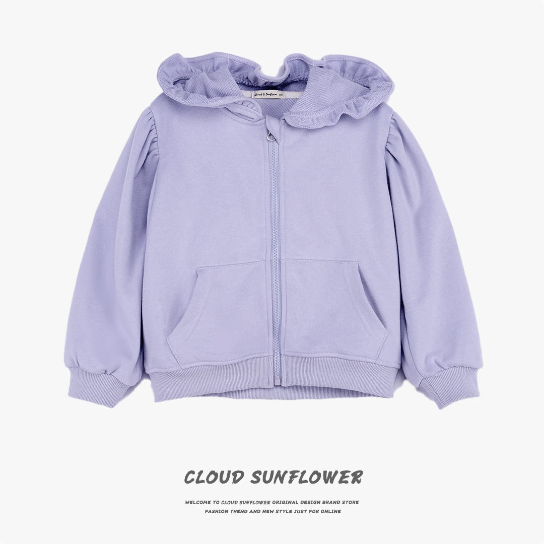 【云朵小葵】儿童连帽小花边拉链奶油甜美外套241042