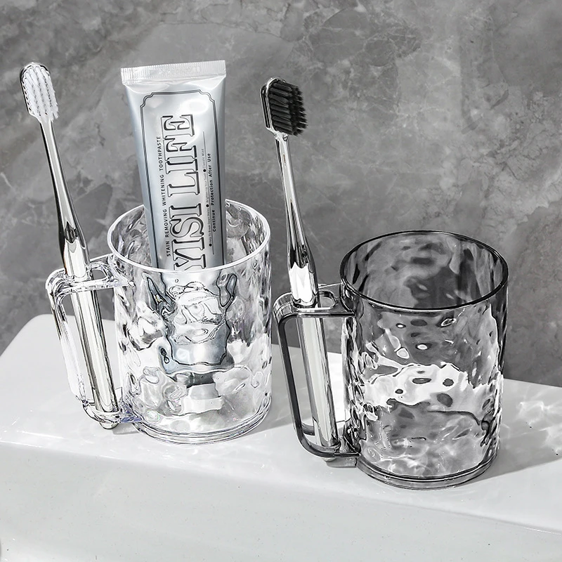 水波纹漱口杯 家用刷牙洗漱杯 设计感满满 高级感透明牙刷架杯子
