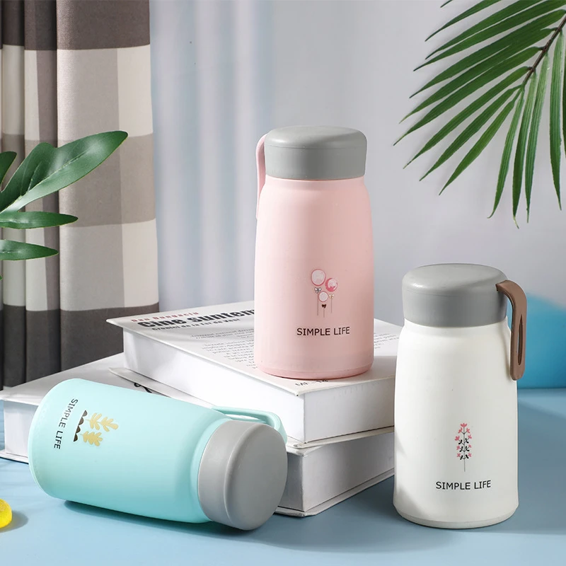 韩版可爱小Q杯暖手杯防烫隔热杯便携提手时尚创意水杯简约学生杯