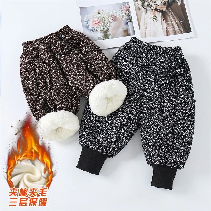 女童裤子冬季加绒夹棉儿童一条过冬婴儿棉裤宝宝加厚外穿保暖冬裤