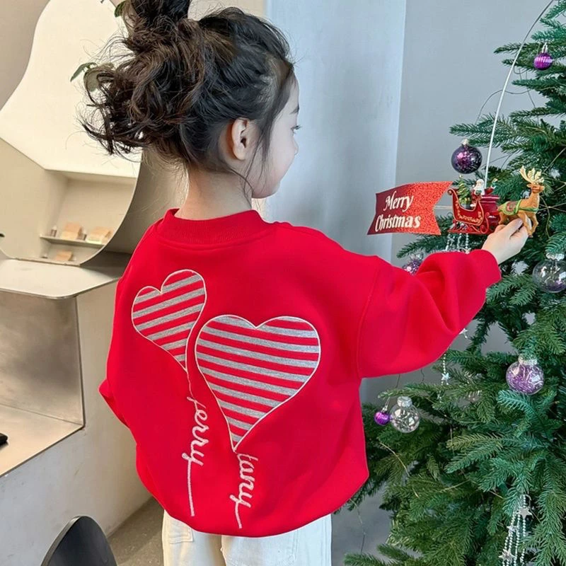 女童卫衣春秋款中大童上衣2024新款童装女宝宝洋气韩系刺绣套头衫