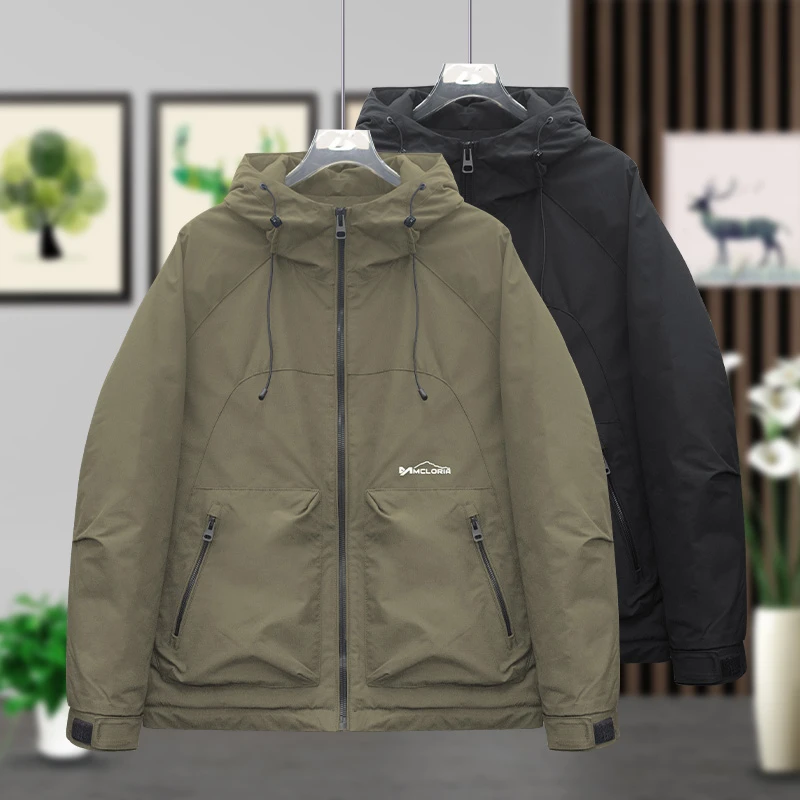 1610时尚冬季2024男士夹克断码二棉外套连帽薄棉百搭工装