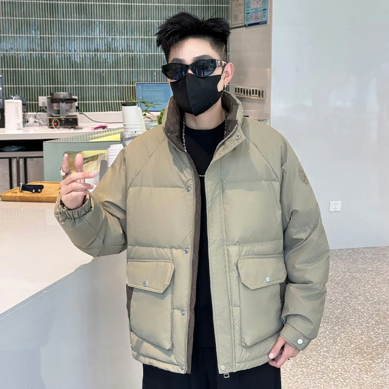 8815 冬季滑雪保暖男士百搭时尚休闲潮流帅气短款连帽棉外套