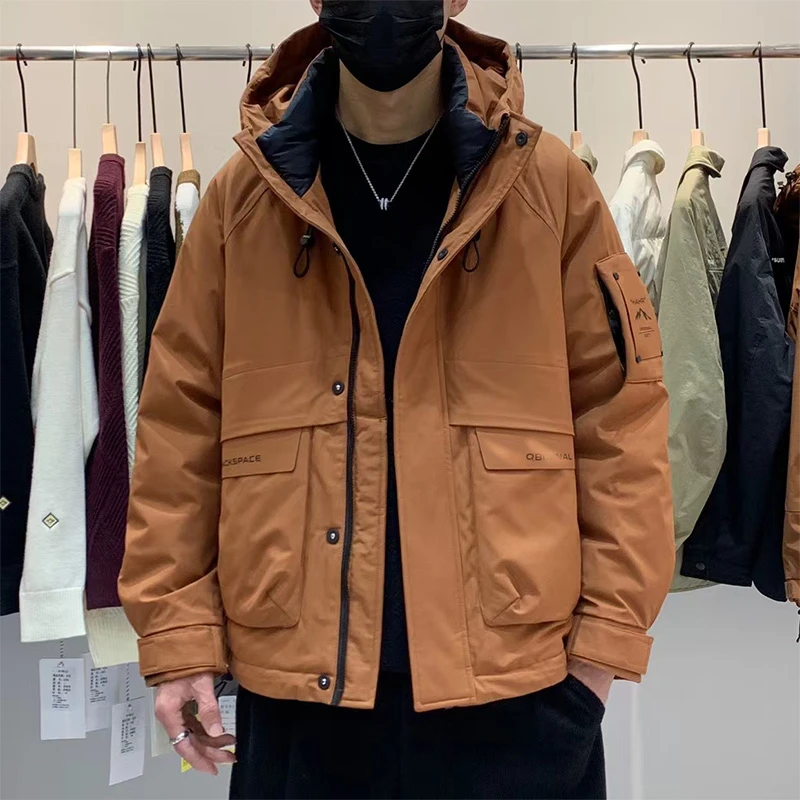 986-88605 冬季滑雪保暖男士百搭时尚休闲潮流帅气短款连帽棉外套