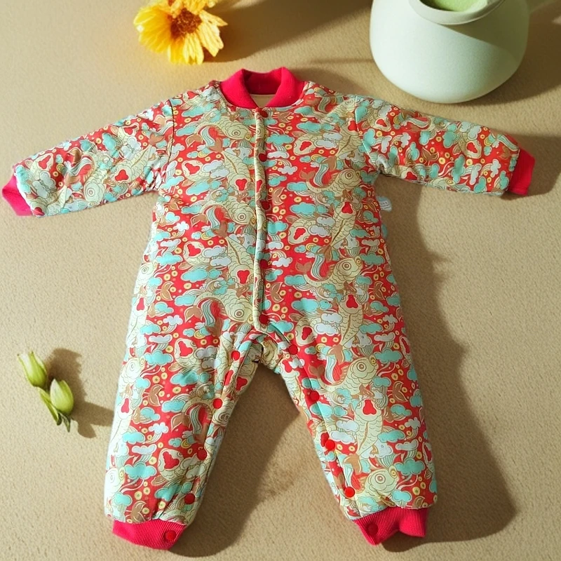 6~12月婴幼儿加厚保暖棉花连体衣宝宝冬季爬服新生儿儿童