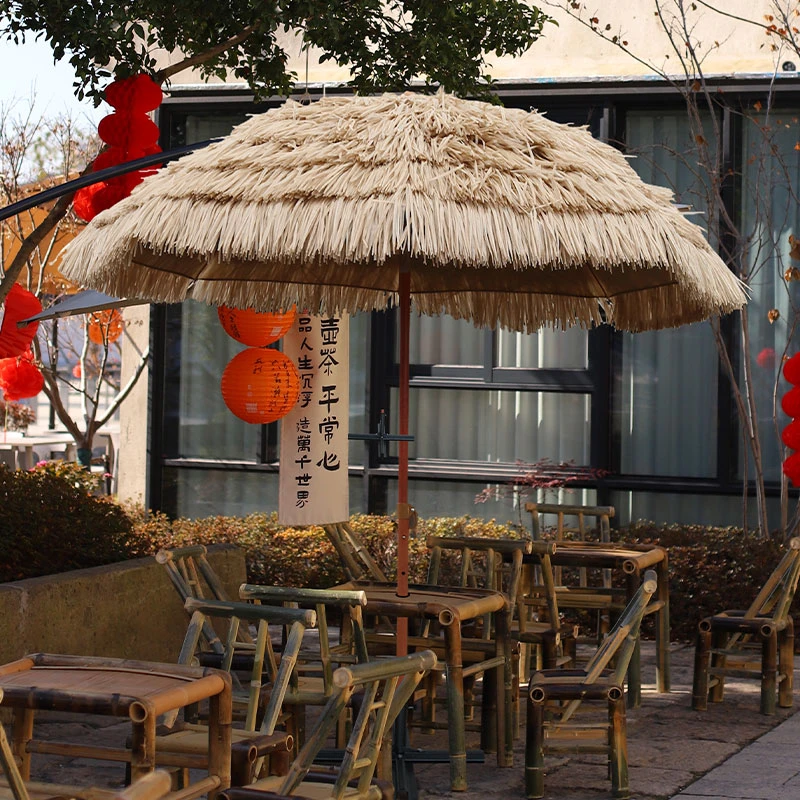 户外仿真稻草伞新中式场景咖啡店茅草伞太阳伞民宿庭院别墅防晒伞